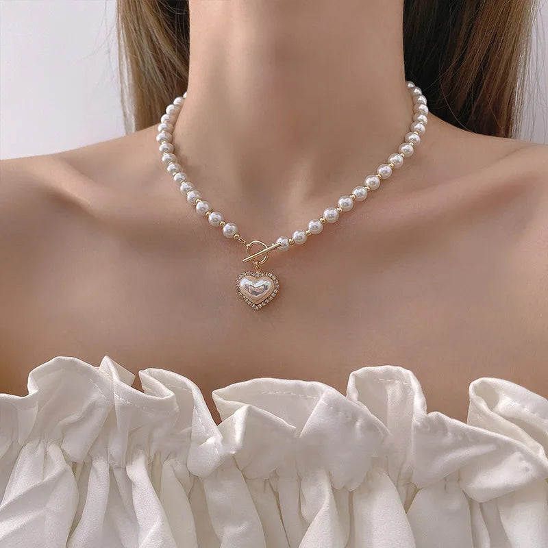 Pearl Heart Necklaces