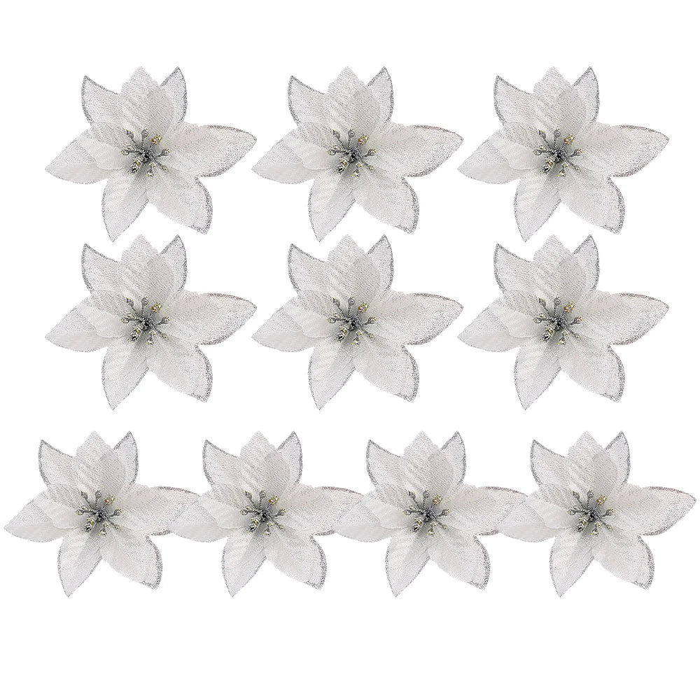 Christmas Flowers Red Gold Sparking Glitter