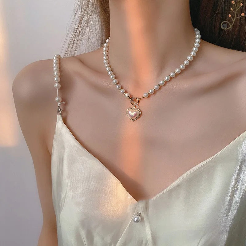 Pearl Heart Necklaces