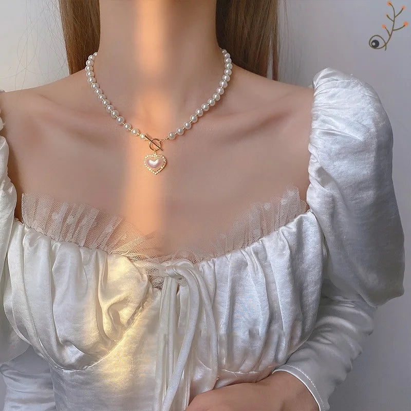 Pearl Heart Necklaces