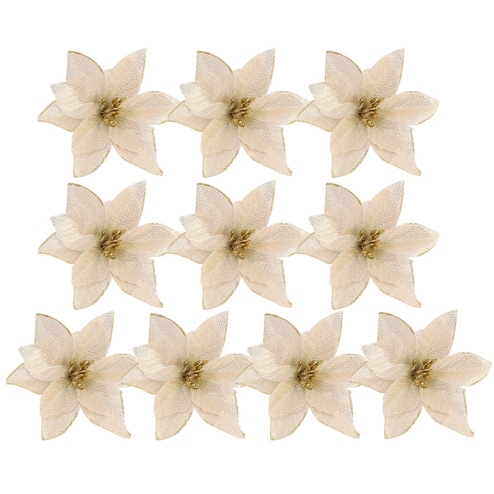 Christmas Flowers Red Gold Sparking Glitter