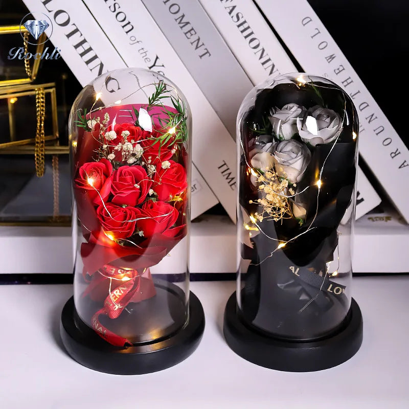 Rose Eternal Life Flower Starry Sky Glass Cover